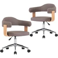 vidaXL Eetkamerstoelen draaibaar 2 st gebogen hout en stof taupe