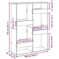vidaXL Kamerscherm 100x33x135 cm bewerkt hout gerookt eikenkleurig