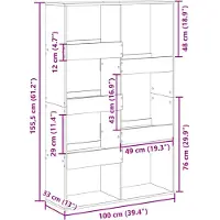 vidaXL Kamerscherm 100x33x155,5 cm bewerkt hout oud houtkleurig