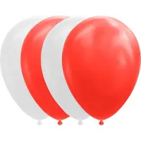 We Fiesta 10 Ballonnen 12" Rood / Wit - Versiering Feestdecoratie Decoratie Verjaardag Jubileum Thema Feest Ballon
