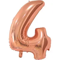 We Fiesta Folieballon 26" Cijfer Rosé Goud 4 - Leeftijd Folie Ballon Verjaardag Feestje