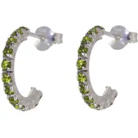 Behave – Oorbellen – 925 Sterling Zilveren Oorringen met Olijf Groene Kristal steentjes