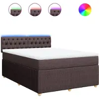 vidaXL Boxspring met matras stof donkerbruin 140x190 cm