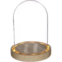 Packlinq Glazen LED stolp Ø12cm H:15cm met houten basis (1 st.)