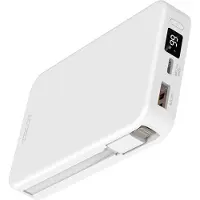 Accezz Powerbank 10.000 mAh met geïntegreerde kabels - Quick Charge en Power Delivery - Wit