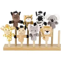 Goki Vingerpopjes: DIEREN 7,5-8,5cm, S E T met 8 verschillende vingerpopjes, 1+