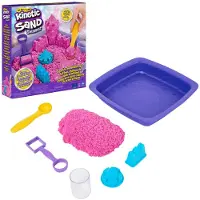 Kinetic Sand Shimmer - Zandkasteel-set met 453 g roze glinsterend origineel 3 vormpjes en 2 stuks gereedschap - Sensorisch speelgoed