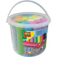 SES Creative SES - Stoepkrijt emmer - 22 stuks - 8 kleuren inclusief zwart - stimuleert creativiteit