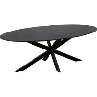 QUVIO Eettafel Sofia– Ovaal – 220x100 cm – Stalen kruispoot – FSC-gecertificeerd mangohout – Zwart