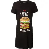 Temptation Dames Bigshirt - Hamburger Print - Zwart - Maat M