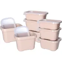 Juypal Hogar Juypal Vershoudbakjes nestbaar - 10 delig - BPA vrij - meal prep - diverse maten- Beige - luchtdicht - herbruikbaar