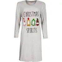 Temptation Dames Nachthemd - Lange Mouwen - Kerst - Grijs - Maat XXL