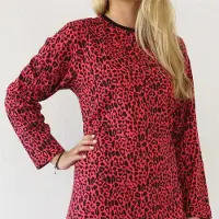 Temptation Dames Nachthemd - Bigshirt - Panter print - Rood - Maat L