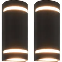 vidaXL Buitenwandlampen 2 st 35 w halfrond zwart