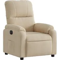 vidaXL Fauteuil verstelbaar elektrisch microvezelstof crèmekleurig