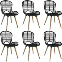 vidaXL Eetkamerstoelen 6 st natuurlijk rattan zwart