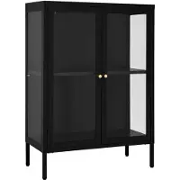 vidaXL Dressoir 75x35x105 cm staal en glas zwart