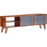 vidaXL Tv-meubel 140x30x45 cm massief hout grijs