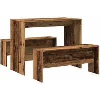 vidaXL 3-delige Eettafel en bankenset bewerkt hout oud houtkleurig