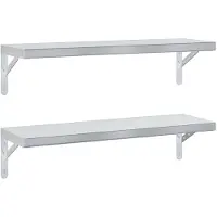 vidaXL Wandschappen 2 st 75x23,5 cm roestvrijstaal zilverkleurig