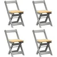vidaXL Eetkamerstoelen 4 st Corona inklapbaar massief grenenhout grijs