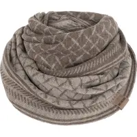 Knit Factory Dusk Gebreide Colsjaal - Ronde Sjaal - Nekwarmer - Wollen Sjaal - Bruin & grijs geruite colsjaal - Dames sjaal - Heren sjaal - Unisex - Marron/Iced Clay - One Size
