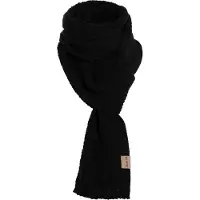 Knit Factory Haze Gebreide Sjaal Dames & Heren - Langwerpige sjaal - Rechte sjaal - Sjaal met eenvoudige knoopstuk - Zwart - 200x50 cm