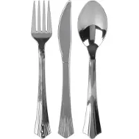 Urban Living BBQ/verjaardag/camping bestek - 16 personen - stevig kunststof - 17 cm - zilverkleurig