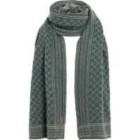 Knit Factory Dusk Gebreide Sjaal Unisex - Groen geruite rechte sjaal voor herfst en winter - Langwerpige sjaal - Wollen sjaal - Heren sjaal - Dames sjaal - Laurel/Urban Green - 200x35 cm