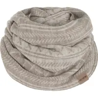Knit Factory Dusk Gebreide Colsjaal - Ronde Sjaal - Nekwarmer - Wollen Sjaal - Beige & grijs geruite colsjaal - Dames sjaal - Heren sjaal - Unisex - Iced Clay/Beige - One Size