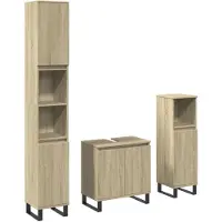 vidaXL 3-delige Badkamermeubelset bewerkt hout sonoma eikenkleurig