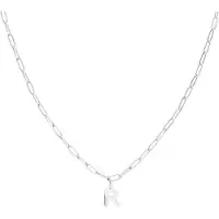 Lucardi Dames Stalen ketting closed forever met letter R - Ketting - Staal - Zilverkleurig - 47 cm