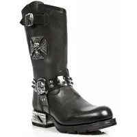 New rock heren zwart lederen gotische cowboylaarzen - MR030-S1