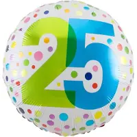 Folat - Folieballon 25 Jaar Wit/Stippen Meerkleurig 45 cm