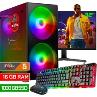 Screenon - Game Computer / Gaming PC Set (32" Monitor + Muis & Toetsenbord) - Ryzen 5 8600G - 1000GB M.2 SSD - 16GB RAM - AMD Radeon 760M - Windows 11