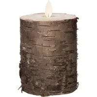 Anna's Collection LED Stompkaars Berk Bruin Met Timer D 9 H 10,9 Cm
