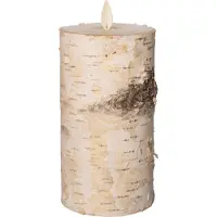 Anna's Collection LED Stompkaars Berkenhout Structuur Wit D 9 H 15,8 Cm