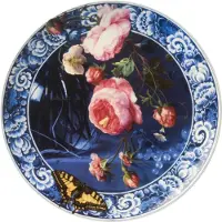 Heinen Delfts Blauw Wandbord Bloem Blauw D 26,5 H 3 Cm
