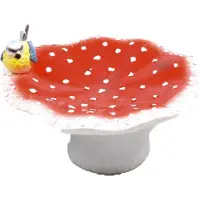 Farmwood Animals Vogelbad Paddenstoel Met Vogel Ø23x14cm Rood rood Polyresin