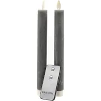 Anna's Collection Led dinerkaars 23 cm | Grijs | Bewegende vlam | 2 stuks