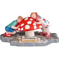Luville Efteling Kerstdorpminiatuur Kinderen Bij Paddenstoel 7,5 X 5 X 3,5 Cm