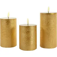 Anna's Collection Led kaars 7,5 x 10 cm, 12,5 cm, 15 cm | Goud | 3D vlam | 3 stuks