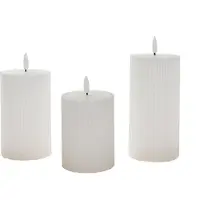 Annas collection B.O. 3Pcs 3D Wick White Ribbel Candle kaars 7,5X1012,515 cm Rust Anna's Collection