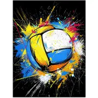 PosterMonkey Poster 30x40 cm - Graffiti - Sport - Volleybal - Bal - Posters - Wanddecoratie tienerkamer - Kamer decoratie voor tieners - Tiener jeugdkamer accessoires