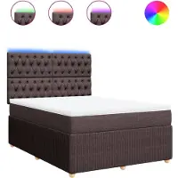 vidaXL Boxspring met matras stof donkerbruin 140x190 cm