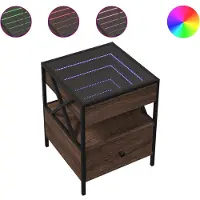 vidaXL Nachtkastje met Infinity LED 40x40x51 cm bruin eikenkleurig