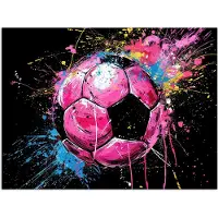 PosterMonkey Poster 80x60 cm - Graffiti - Sport - Voetbal - Bal - Roze - Posters - Wanddecoratie tienerkamer - Kamer decoratie voor tieners - Tiener jeugdkamer accessoires