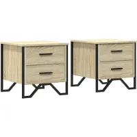 vidaXL Nachtkastjes 2 st 40x41x40 cm bewerkt hout sonoma eikenkleurig