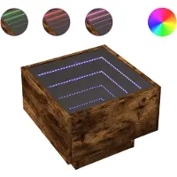 vidaXL Bijzettafel met LED 40x40x30 cm bewerkt hout gerookt eikenkleur