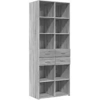 vidaXL Hoge kast 70x42,5x185 cm bewerkt hout grijs sonoma eikenkleurig